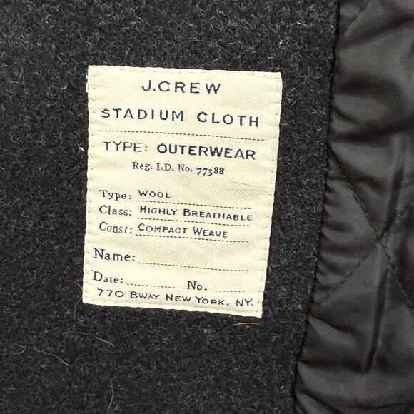 J Crew University Jacket Stadium Cloth Mens Size L 100% Wool Quilted Lining - Picture 6 of 15